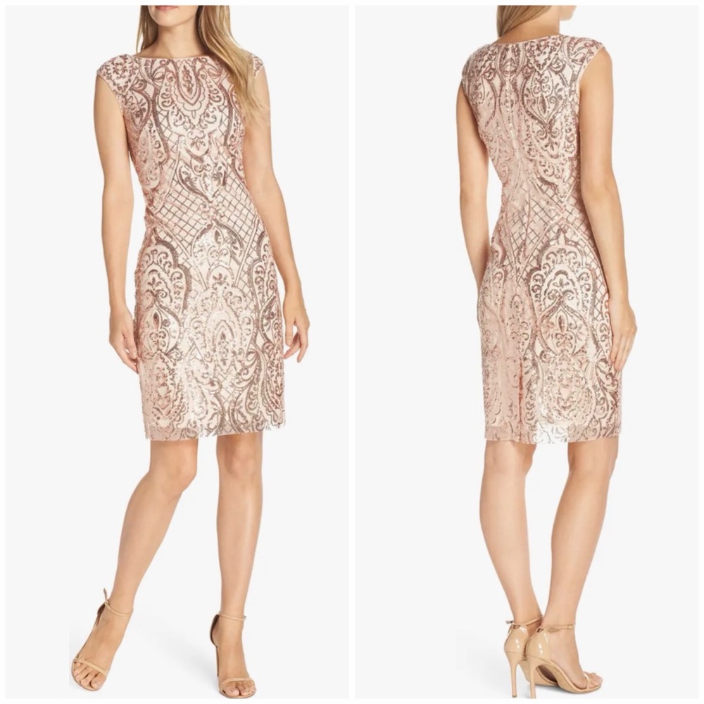 NWT VINCE CAMUTO Sequin Bateau Neck Cocktail Sheath Dress